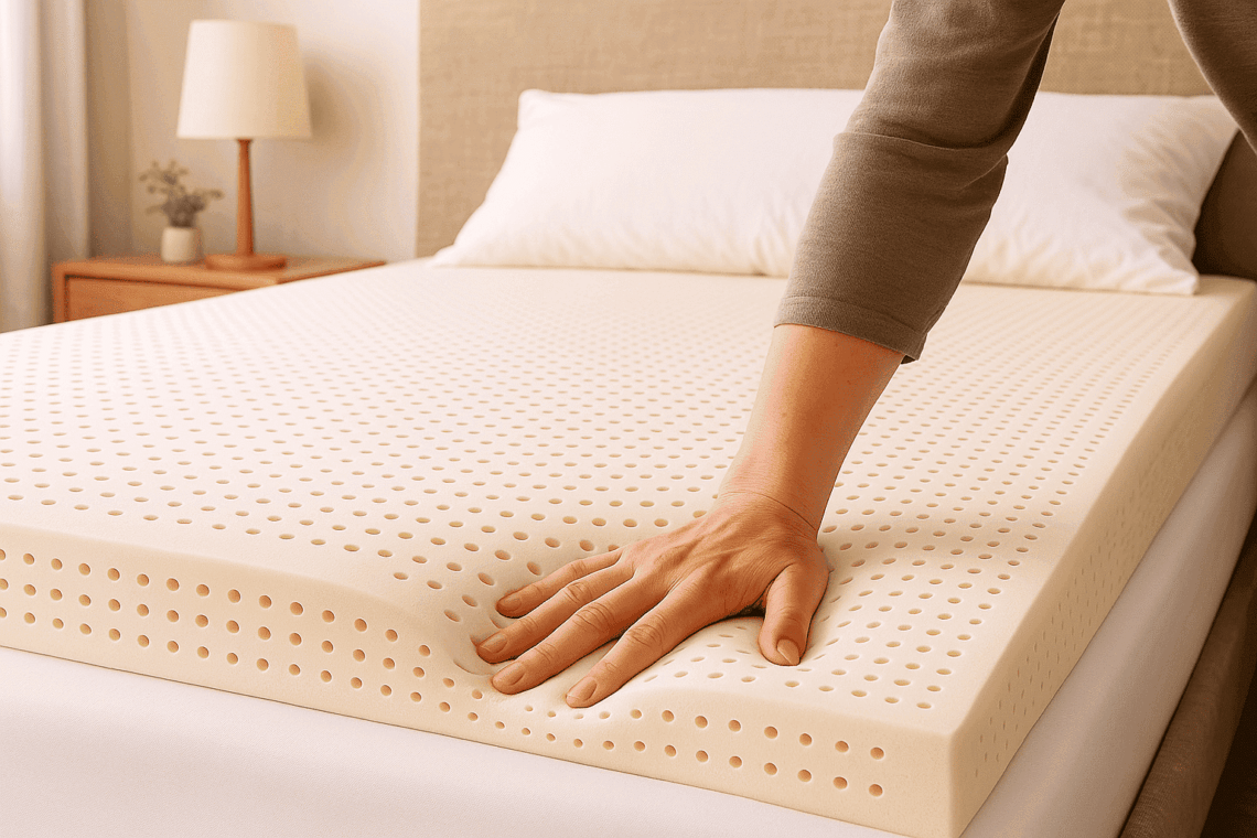Textura elástica do colchão de látex natural, diferente da espuma viscoelástica