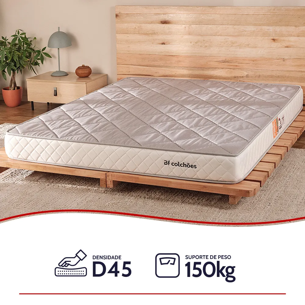 Colchão Queen Ortopédico de Espuma D45 a Vácuo 158x198cm BF Colchões