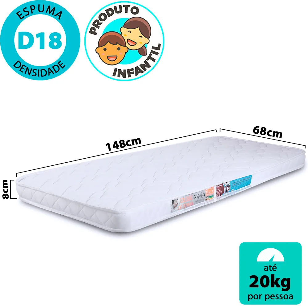 Colchão D18 infantil para mini cama montessoriana, da BF Colchões