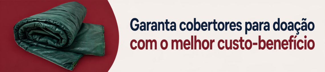 Banner para a categoria de cobertores para doação na BF Casa