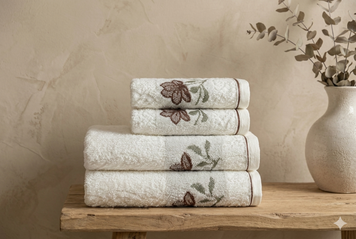 Jogo de toalha Encanto, toalhas exclusivas Karsten para BF Casa.